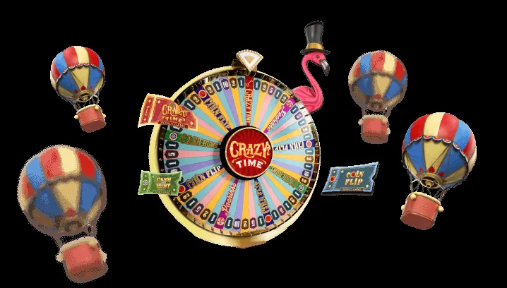 Crazy Time wheel by Evolution Gaming with bonus balloons